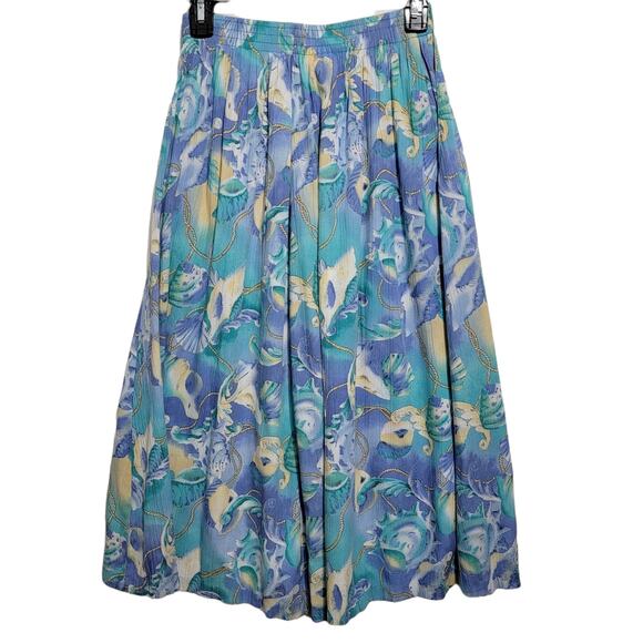 VTG Alfred Dunner Womens Elastic Waist Aline Seashell Nautical Skirt Size 10 - Picture 1 of 9